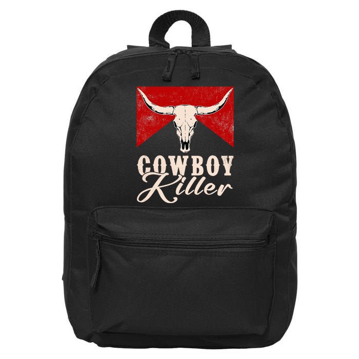 Killers Vintage Cowboy Western Rodeo Bull Skull 16 in Basic Backpack