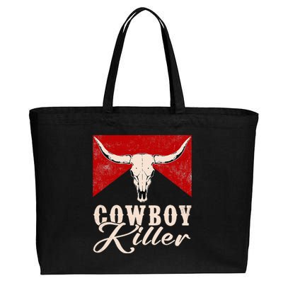 Killers Vintage Cowboy Western Rodeo Bull Skull Cotton Canvas Jumbo Tote