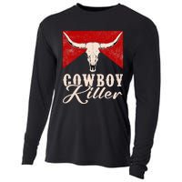 Killers Vintage Cowboy Western Rodeo Bull Skull Cooling Performance Long Sleeve Crew