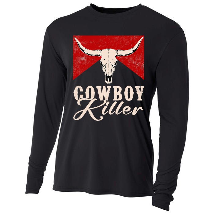 Killers Vintage Cowboy Western Rodeo Bull Skull Cooling Performance Long Sleeve Crew