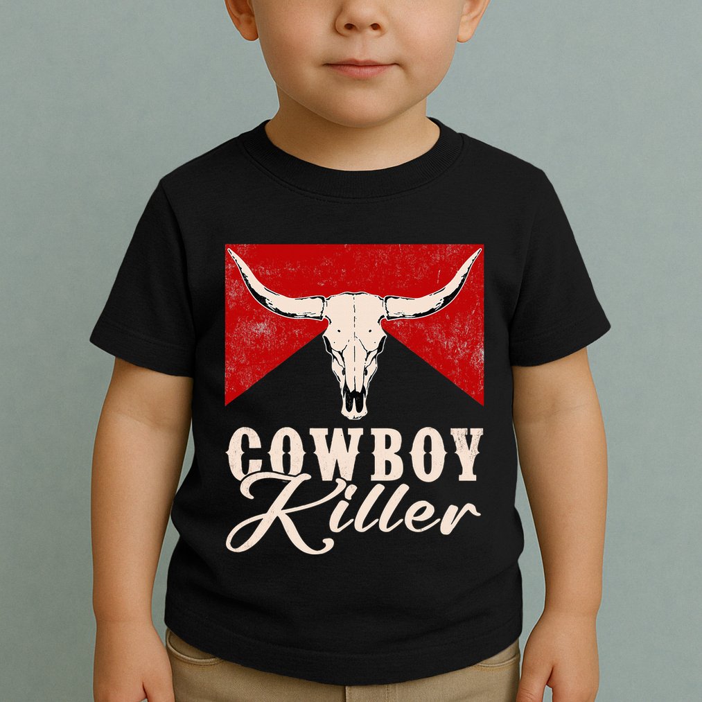 Killers Vintage Cowboy Western Rodeo Bull Skull Toddler T-Shirt