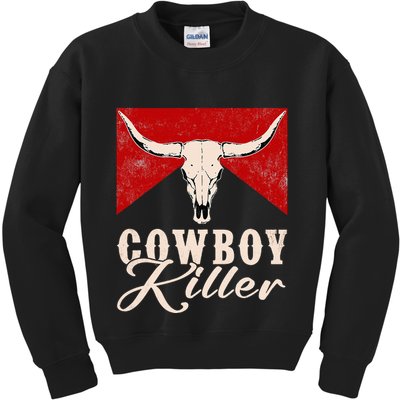 Killers Vintage Cowboy Western Rodeo Bull Skull Kids Sweatshirt