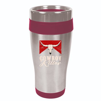 Killers Vintage Cowboy Western Rodeo Bull Skull 16oz Travel Tumbler