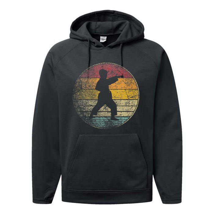 Karate Vintage Distressed Retro Silhouette 70s 80s Performance Fleece Hoodie