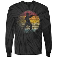 Karate Vintage Distressed Retro Silhouette 70s 80s Tie-Dye Long Sleeve Shirt