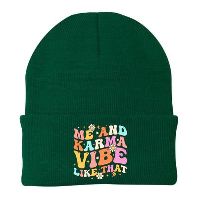 Karma Vibe Groovy Lover Funny Hippie Boho Knit Cap Winter Beanie