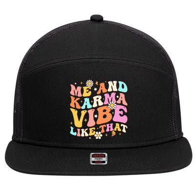 Karma Vibe Groovy Lover Funny Hippie Boho 7 Panel Mesh Trucker Snapback Hat