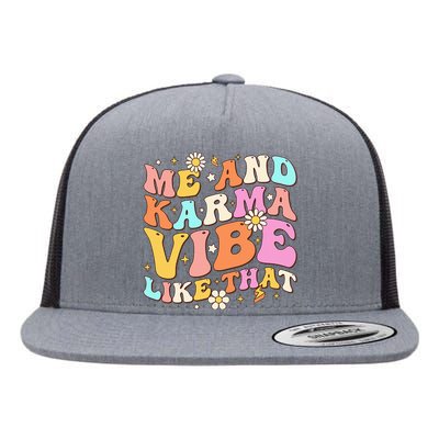 Karma Vibe Groovy Lover Funny Hippie Boho Flat Bill Trucker Hat