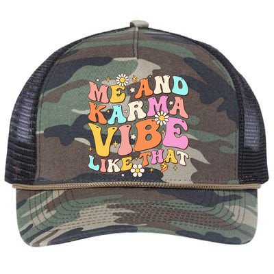 Karma Vibe Groovy Lover Funny Hippie Boho Retro Rope Trucker Hat Cap