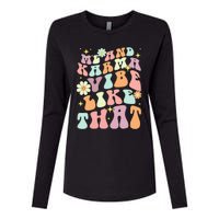 Karma Vibes Groovy Connection Womens Cotton Relaxed Long Sleeve T-Shirt