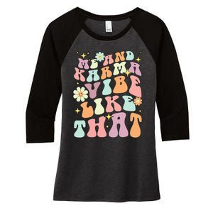 Karma Vibes Groovy Connection Women's Tri-Blend 3/4-Sleeve Raglan Shirt