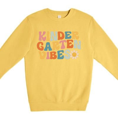 Kindergarten Vibes Kinder Crew Retro First Day Of School Premium Crewneck Sweatshirt