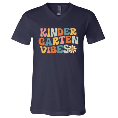 Kindergarten Vibes Kinder Crew Retro First Day Of School V-Neck T-Shirt