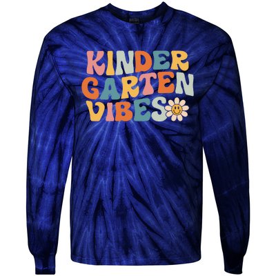 Kindergarten Vibes Kinder Crew Retro First Day Of School Tie-Dye Long Sleeve Shirt