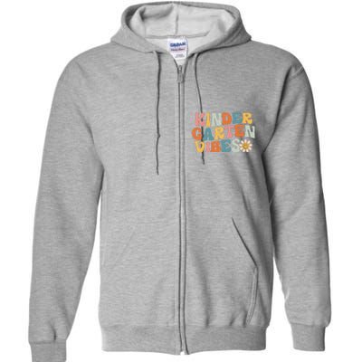 Kindergarten Vibes Kinder Crew Retro First Day Of School Full Zip Hoodie