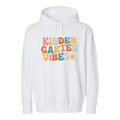 Kindergarten Vibes Kinder Crew Retro First Day Of School Garment-Dyed Fleece Hoodie