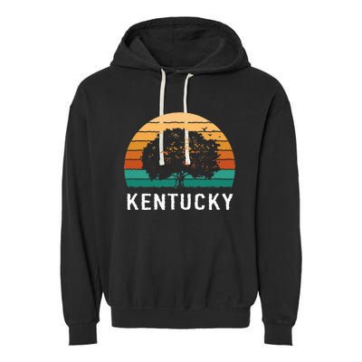 Kentucky Vintage Outdoors Tree Sunsent Souvenir Garment-Dyed Fleece Hoodie