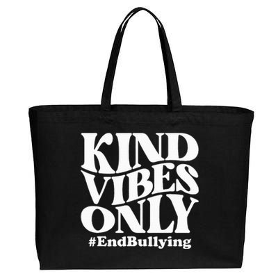 Kind Vibes Only Unity Day Orange Anti Bullying Awareness Cotton Canvas Jumbo Tote