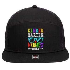 Kindergarten Vibes Only Back To School Cool Kids Teacher 7 Panel Mesh Trucker Snapback Hat