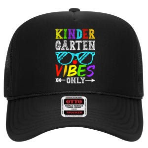 Kindergarten Vibes Only Back To School Cool Kids Teacher High Crown Mesh Back Trucker Hat