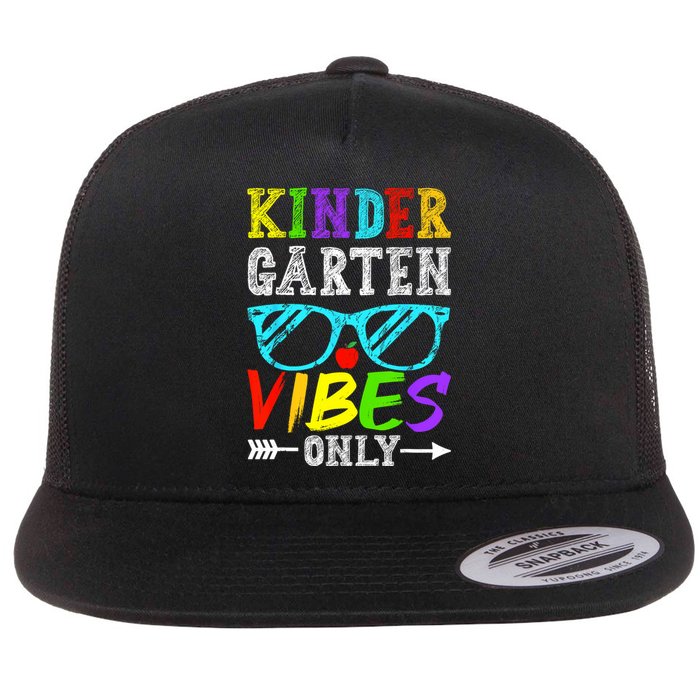 Kindergarten Vibes Only Back To School Cool Kids Teacher Flat Bill Trucker Hat