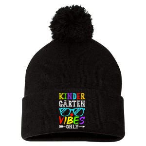 Kindergarten Vibes Only Back To School Cool Kids Teacher Pom Pom 12in Knit Beanie