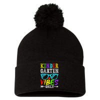 Kindergarten Vibes Only Back To School Cool Kids Teacher Pom Pom 12in Knit Beanie