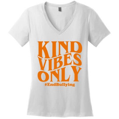 Kind Vibes Only End Bullying Women's V-Neck T-Shirt