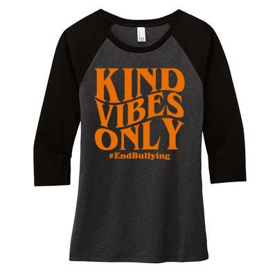 Kind Vibes Only End Bullying Women's Tri-Blend 3/4-Sleeve Raglan Shirt