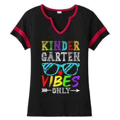 Kindergarten Vibes Only Back To School Cool Teacher Ladies Halftime Notch Neck Tee