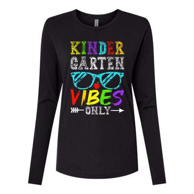 Kindergarten Vibes Only Back To School Cool Teacher Womens Cotton Relaxed Long Sleeve T-Shirt