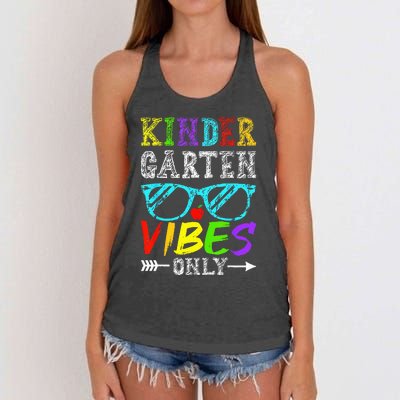 Kindergarten Vibes Only Back To School Cool Teacher Women's Knotted Racerback Tank