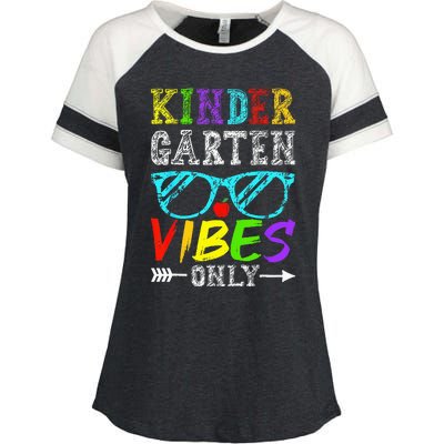 Kindergarten Vibes Only Back To School Cool Teacher Enza Ladies Jersey Colorblock Tee