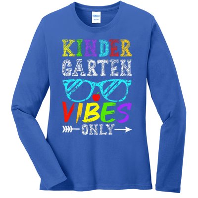 Kindergarten Vibes Only Back To School Cool Teacher Ladies Long Sleeve Shirt