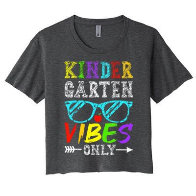 Kindergarten Vibes Only Back To School Cool Teacher Women's Crop Top Tee