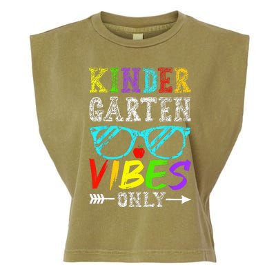 Kindergarten Vibes Only Back To School Cool Teacher Garment-Dyed Women's Muscle Tee