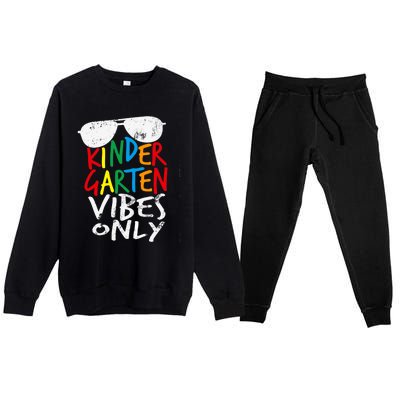 Kindergarten Vibes Only Back to School Cool Teacher Premium Crewneck Sweatsuit Set