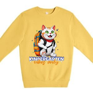 Kindergarten Vibes Only Cute Cat Back To School First Premium Crewneck Sweatshirt