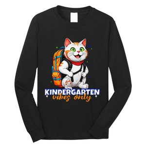 Kindergarten Vibes Only Cute Cat Back To School First Long Sleeve Shirt