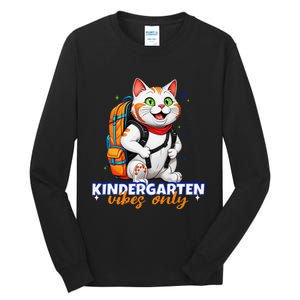 Kindergarten Vibes Only Cute Cat Back To School First Tall Long Sleeve T-Shirt