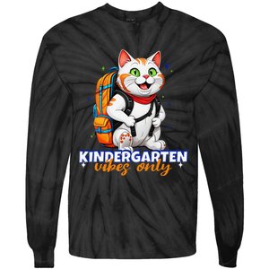 Kindergarten Vibes Only Cute Cat Back To School First Tie-Dye Long Sleeve Shirt