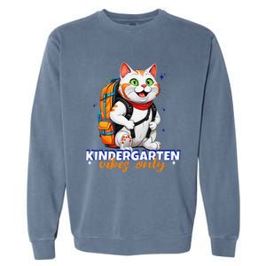 Kindergarten Vibes Only Cute Cat Back To School First Garment-Dyed Sweatshirt