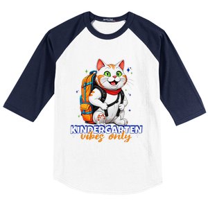 Kindergarten Vibes Only Cute Cat Back To School First Baseball Sleeve Shirt