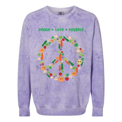 Kawaii Vegetables Peace Sign Funny Gift For Vegetarian Vegan Colorblast Crewneck Sweatshirt