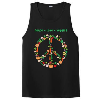 Kawaii Vegetables Peace Sign Funny Gift For Vegetarian Vegan PosiCharge Competitor Tank