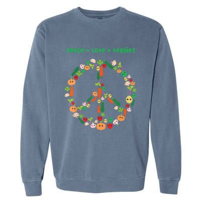 Kawaii Vegetables Peace Sign Funny Gift For Vegetarian Vegan Garment-Dyed Sweatshirt