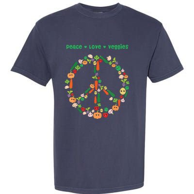 Kawaii Vegetables Peace Sign Funny Gift For Vegetarian Vegan Garment-Dyed Heavyweight T-Shirt