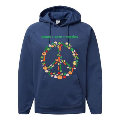 Kawaii Vegetables Peace Sign Funny Gift For Vegetarian Vegan Performance Fleece Hoodie