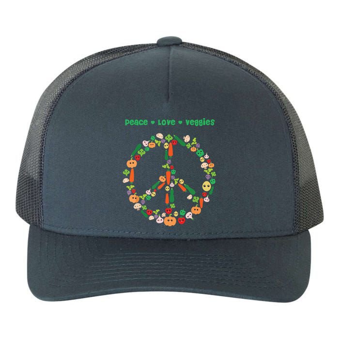 Kawaii Vegetables Peace Sign Funny Gift For Vegetarian Vegan Yupoong Adult 5-Panel Trucker Hat