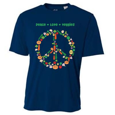 Kawaii Vegetables Peace Sign Funny Gift For Vegetarian Vegan Cooling Performance Crew T-Shirt